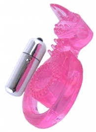 Розовая вибронасадка со стимулятор клитора   Язычок - Toyfa Basic - в Рыбинске купить с доставкой