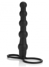 Насадка на пенис для двойного проникновения Silicone Beaded Double Rider - 14 см. - California Exotic Novelties - в Рыбинске купить с доставкой