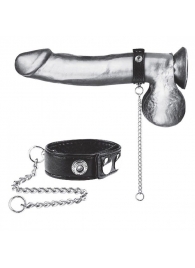 Утяжка на пенис с поводком Snap Cock Ring With 12  Leash - BlueLine - купить с доставкой в Рыбинске