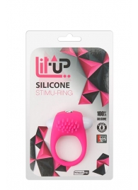 Розовое эрекционное кольцо с щеточкой LIT-UP SILICONE STIMU RING 5 - Dream Toys - в Рыбинске купить с доставкой