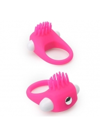 Розовое эрекционное кольцо с щеточкой LIT-UP SILICONE STIMU RING 5 - Dream Toys - в Рыбинске купить с доставкой