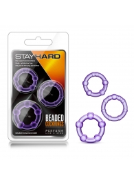 Набор из 3 фиолетовых эрекционных колец Stay Hard Beaded Cockrings - Blush Novelties - в Рыбинске купить с доставкой