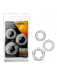 Набор из 3 прозрачных эрекционных колец Stay Hard Beaded Cockrings - Blush Novelties - в Рыбинске купить с доставкой