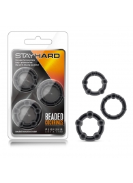 Набор из 3 чёрных эрекционных колец Stay Hard Beaded Cockrings - Blush Novelties - в Рыбинске купить с доставкой