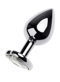 Серебристая анальная пробка с прозрачным кристаллом-сердцем - 8 см. - ToyFa - купить с доставкой в Рыбинске