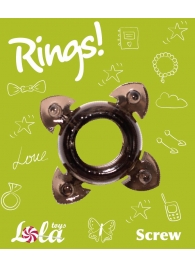 Чёрное эрекционное кольцо Rings Screw - Lola Games - в Рыбинске купить с доставкой