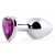 Серебристая анальная пробка с фиолетовым кристаллом-сердечком - 8 см. - Anal Jewelry Plug - купить с доставкой в Рыбинске
