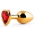 Золотистая анальная пробка с красным стразом-сердечком - 8 см. - Anal Jewelry Plug - купить с доставкой в Рыбинске