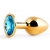 Золотистая анальная пробка с голубым стразом - 7,2 см. - Anal Jewelry Plug - купить с доставкой в Рыбинске