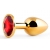 Золотистая анальная пробка с красным стразом - 7,2 см. - Anal Jewelry Plug - купить с доставкой в Рыбинске
