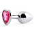 Серебристая анальная пробка с розовым кристаллом-сердечком - 7 см. - Anal Jewelry Plug - купить с доставкой в Рыбинске