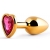 Золотистая анальная пробка с малиновым кристаллом-сердечком - 7 см. - Anal Jewelry Plug - купить с доставкой в Рыбинске