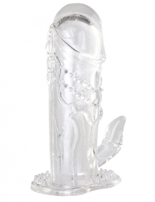 Прозрачная гелевая насадка с клиторальным отростком - 13 см. - Toyfa Basic - в Рыбинске купить с доставкой