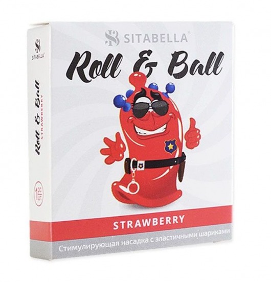 Стимулирующий презерватив-насадка Roll   Ball Strawberry - Sitabella - купить с доставкой в Рыбинске