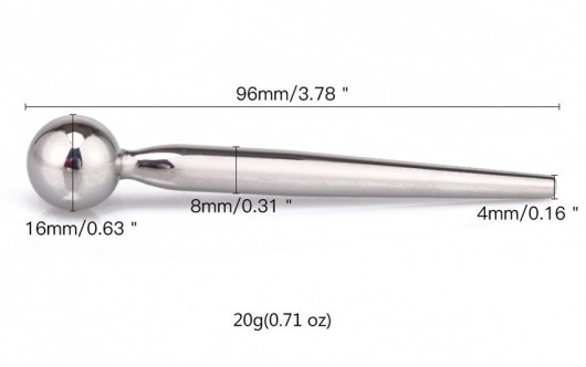 Гладкий металлический уретральный плаг с шариком - 9,6 см. - Notabu - купить с доставкой в Рыбинске