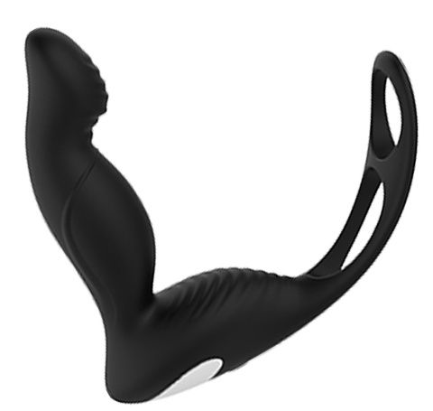 Черный вибромассажер простаты P-PLEASER W ERECTION ENHANCE - Dream Toys - в Рыбинске купить с доставкой