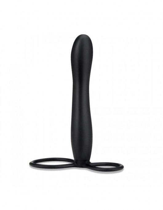 Черная насадка на пенис для двойной стимуляции Mojo BlackJack - 15 см. - Seven Creations - в Рыбинске купить с доставкой