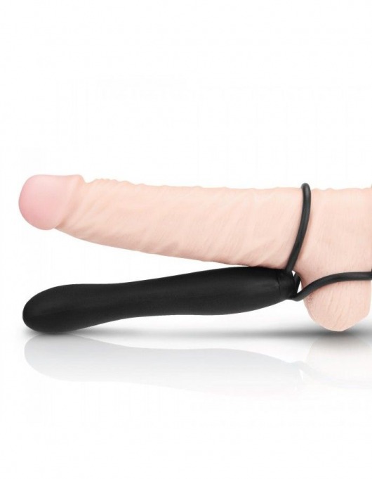 Черная насадка на пенис для двойной стимуляции Mojo BlackJack - 15 см. - Seven Creations - в Рыбинске купить с доставкой