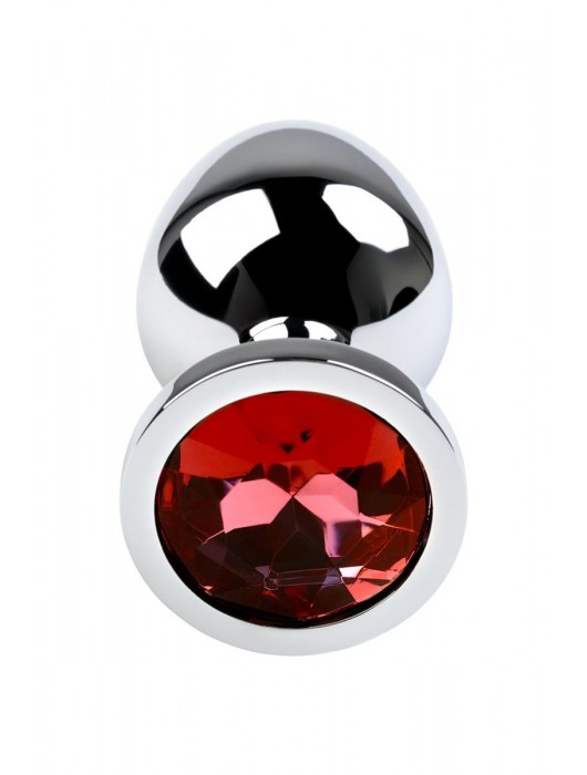 Серебристая коническая анальная пробка с красным кристаллом - 8 см. - ToyFa - купить с доставкой в Рыбинске