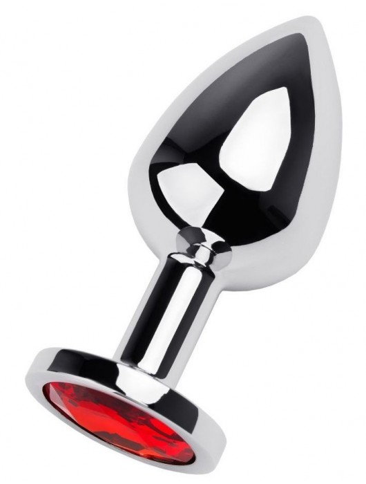 Серебристая коническая анальная пробка с красным кристаллом - 8 см. - ToyFa - купить с доставкой в Рыбинске