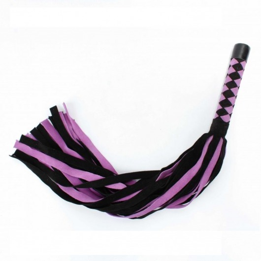 Черно-розовая плеть из замши - 58 см. - БДСМ Арсенал - купить с доставкой в Рыбинске