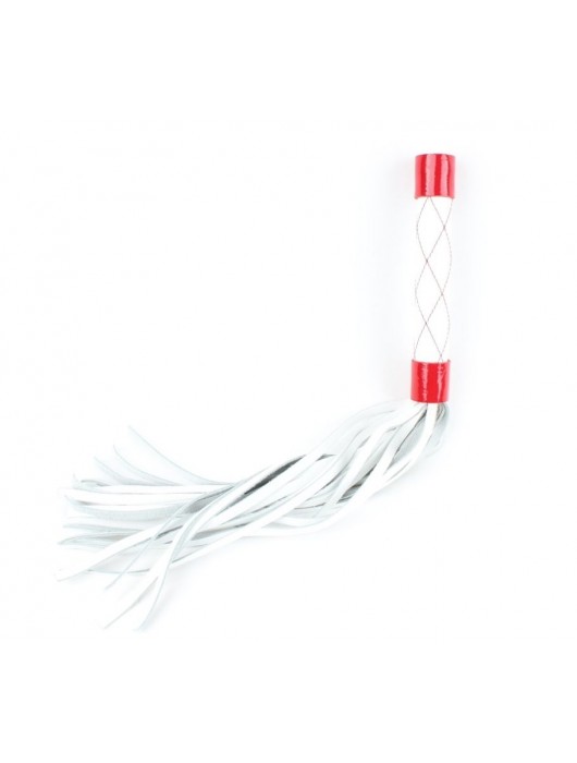 Бело-красная плеть средней длины с ручкой - 44 см. - БДСМ Арсенал - купить с доставкой в Рыбинске