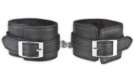 Черные фиксаторы для ног на цепи с мехом внутри - Lux Fetish - купить с доставкой в Рыбинске
