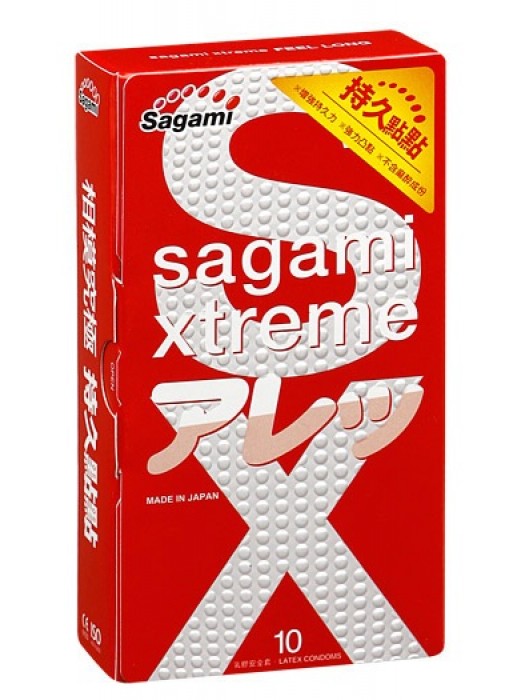 Утолщенные презервативы Sagami Xtreme Feel Long с точками - 10 шт. - Sagami - купить с доставкой в Рыбинске