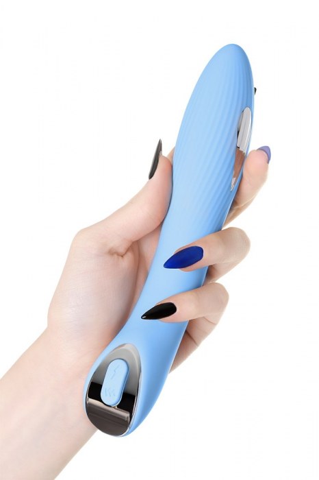 Голубой силиконовый вибратор с электростимуляцией TESLA G-POINT - 21 см. - ToyFa - купить с доставкой в Рыбинске