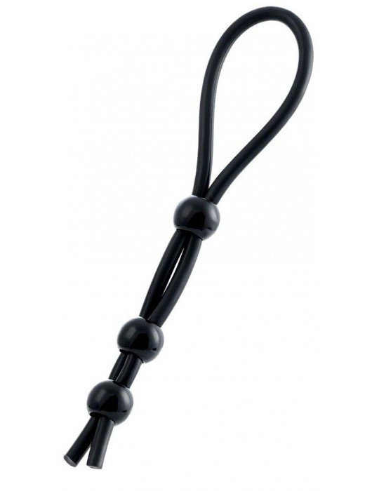 Черное лассо на пенис с тремя бусинами - A-toys - в Рыбинске купить с доставкой