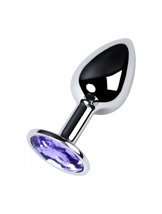 Серебристая конусовидная анальная пробка с фиолетовым кристаллом - 7 см. - ToyFa - купить с доставкой в Рыбинске