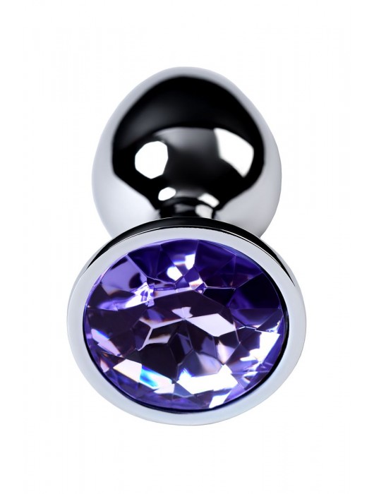 Серебристая конусовидная анальная пробка с фиолетовым кристаллом - 7 см. - ToyFa - купить с доставкой в Рыбинске