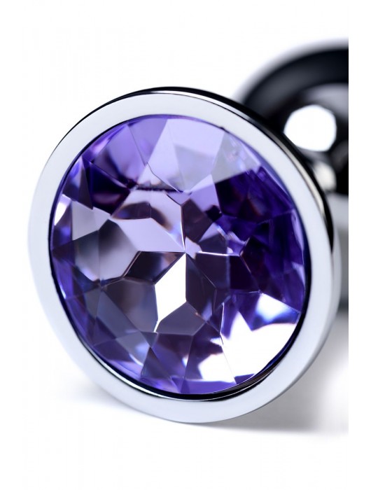 Серебристая конусовидная анальная пробка с фиолетовым кристаллом - 7 см. - ToyFa - купить с доставкой в Рыбинске