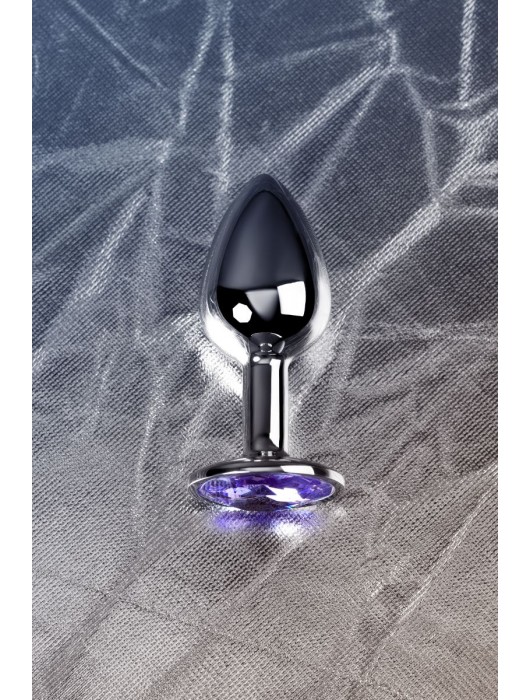 Серебристая конусовидная анальная пробка с фиолетовым кристаллом - 7 см. - ToyFa - купить с доставкой в Рыбинске