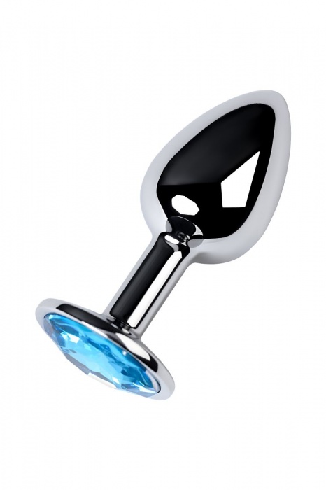 Серебристая конусовидная анальная пробка с голубым кристаллом - 7 см. - ToyFa - купить с доставкой в Рыбинске