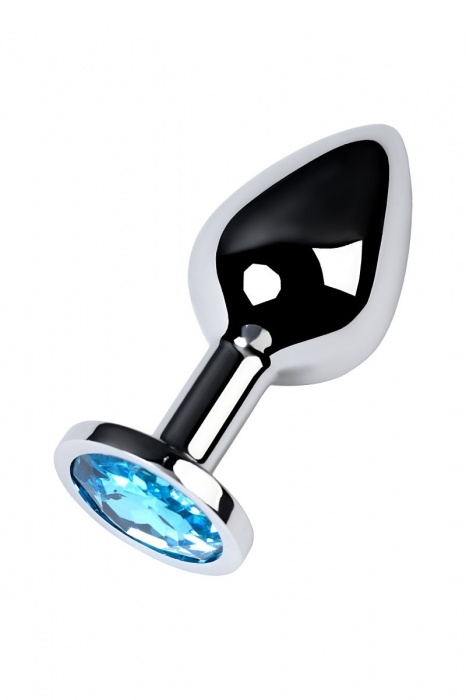 Серебристая конусовидная анальная пробка с голубым кристаллом - 8 см. - ToyFa - купить с доставкой в Рыбинске