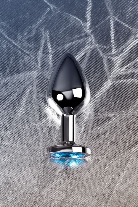 Серебристая конусовидная анальная пробка с голубым кристаллом - 8 см. - ToyFa - купить с доставкой в Рыбинске