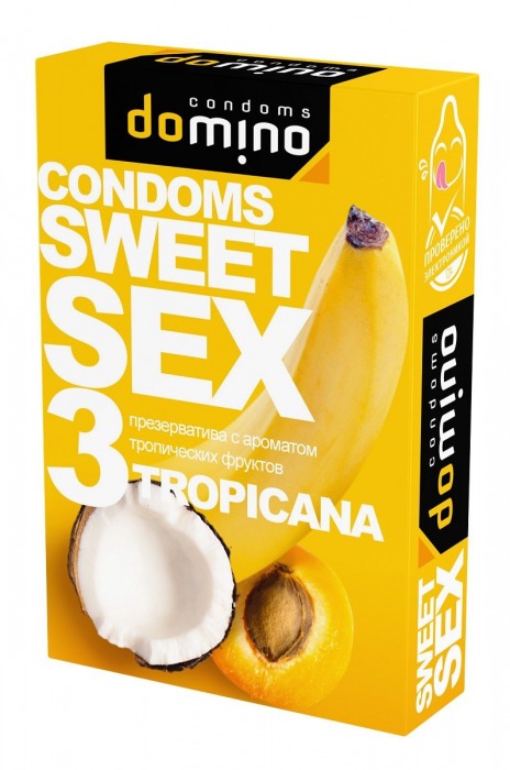 Презервативы для орального секса DOMINO Sweet Sex с ароматом тропических фруктов - 3 шт. - Domino - купить с доставкой в Рыбинске