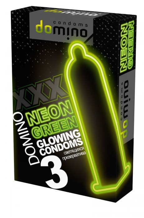 Презервативы DOMINO Neon Green со светящимся в темноте кончиком - 3 шт. - Domino - купить с доставкой в Рыбинске