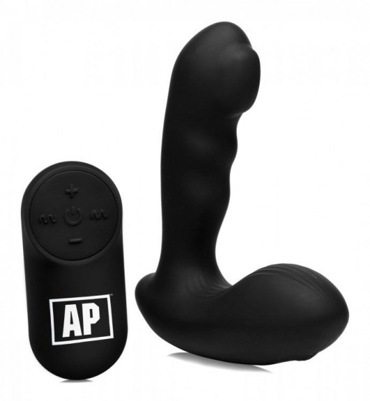 Черный стимулятор простаты Alpha-Pro 7X P-Milker Silicone Prostate Stimulator with Milking Bead - XR Brands - в Рыбинске купить с доставкой