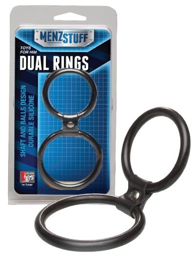 Чёрное двойное эрекционное кольцо Dual Rings Black - Dream Toys - в Рыбинске купить с доставкой