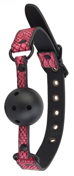 Черно-розовый кляп-шарик с отверстиями BALL GAG - Dream Toys - купить с доставкой в Рыбинске