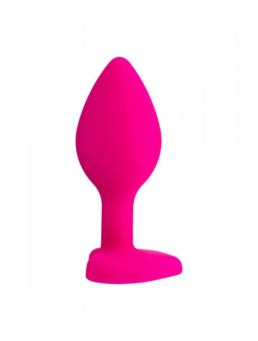 Розовая анальная втулка Diamond Heart с прозрачным кристаллом - 7 см. - ToyFa - купить с доставкой в Рыбинске