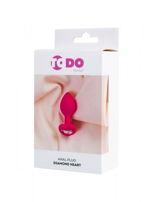Розовая анальная втулка Diamond Heart с прозрачным кристаллом - 7 см. - ToyFa - купить с доставкой в Рыбинске