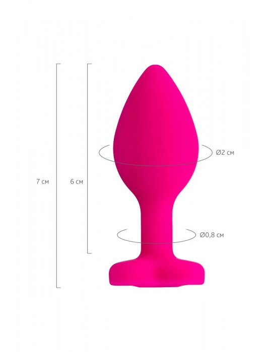 Розовая анальная втулка Diamond Heart с прозрачным кристаллом - 7 см. - ToyFa - купить с доставкой в Рыбинске