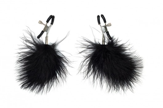 Зажимы на соски с черным пухом Euphoric - Lola Games - купить с доставкой в Рыбинске