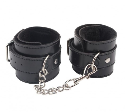 Черные оковы на ноги Obey Me Leather Ankle Cuffs - Chisa - купить с доставкой в Рыбинске