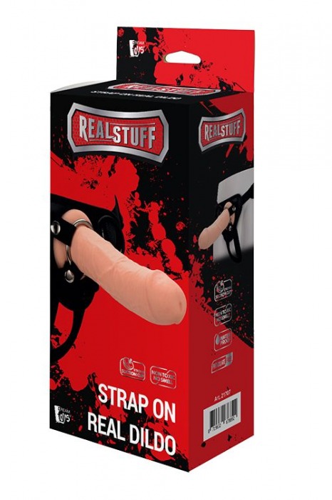 Черные трусики с телесной насадкой STRAP ON REAL DILDO - 21 см. - Dream Toys - купить с доставкой в Рыбинске