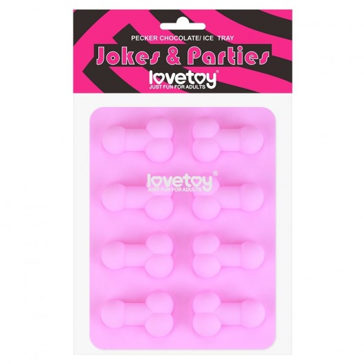 Розовая формочка для льда и шоколада Pecker Chocolate/Ice Tray - Lovetoy - купить с доставкой в Рыбинске