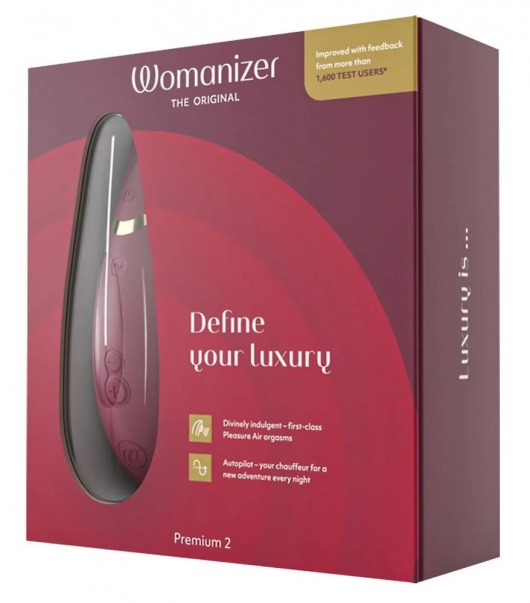 Бордовый клиторальный стимулятор Womanizer Premium 2 - Womanizer